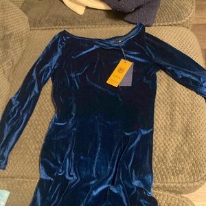 Blue velvet Insnova long sleeve dress